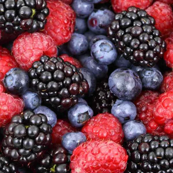 Fresh raspberries, blackberries and blueberries