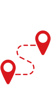 Red map pins connected by a dotted route, representing directions to Del Sol IGA grocery stores in San Luis, Somerton, Yuma, Wellton and Holtville