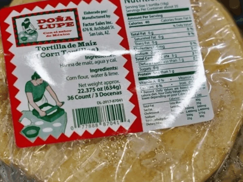 Doña Lupe corn tortillas in 3-dozen packs from the tortillería at Del Sol in San Luis, AZ