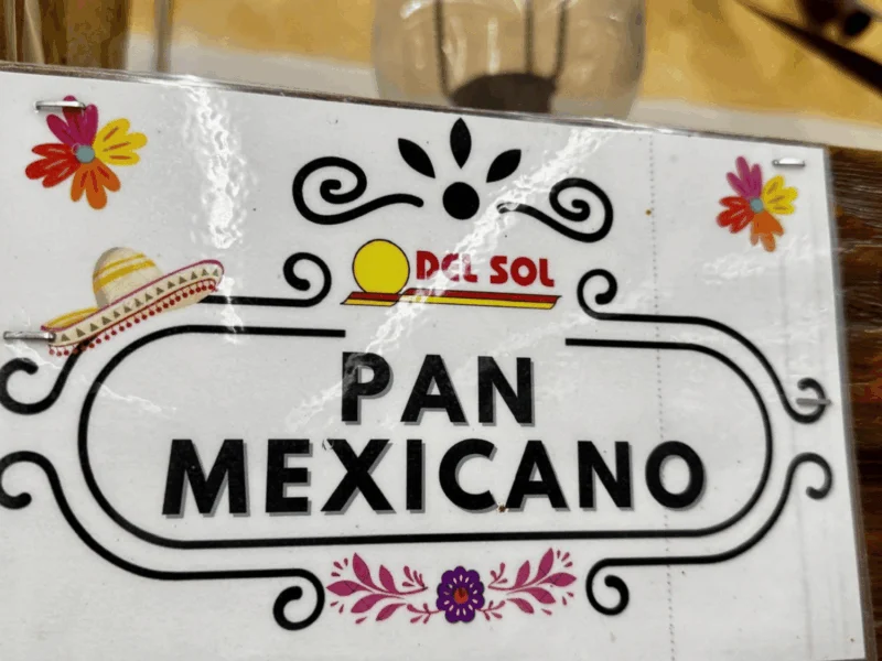 Pan Mexicano sign in the bakery at Del Sol Market in San Luis, AZ