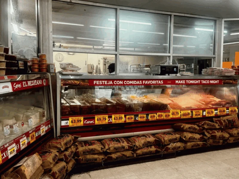 Fresh marinated meats in the full-service meat case at Del Sol on 16th Street in Yuma, AZ