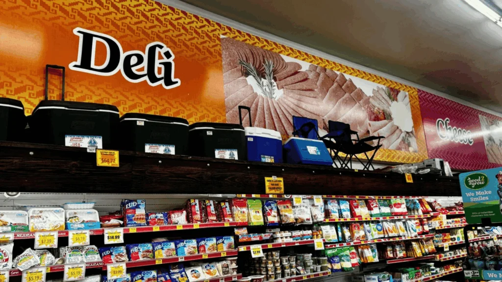 Deli department with refrigerated cases of lunch meats and cheeses at Del Sol on 4th Avenue in Yuma, AZ