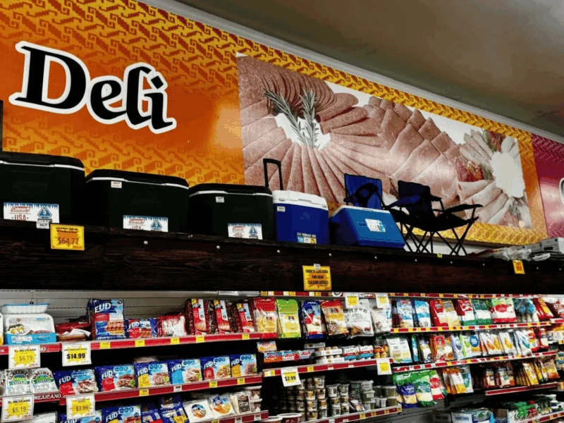 Deli department with refrigerated cases of lunch meats and cheeses at Del Sol on 4th Avenue in Yuma, AZ