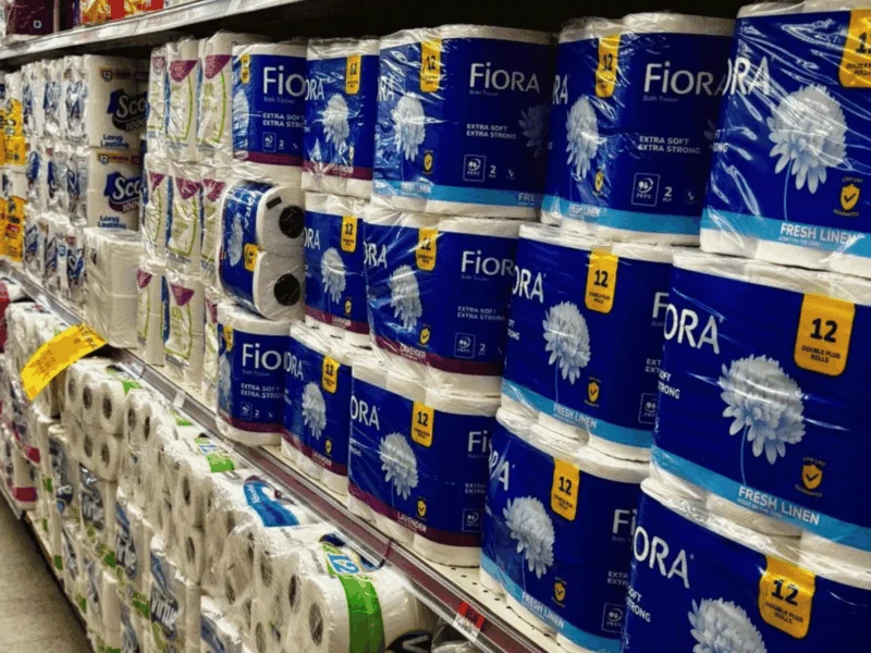 Fiora paper towels and toilet paper in the household aisle at Del Sol on 4th Avenue in Yuma, AZ