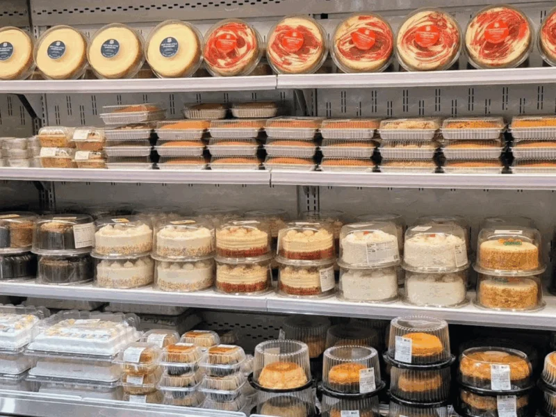 Bakery shelves stocked with fresh cakes, pies and baked goods at Del Sol in the Yuma Foothills, AZ