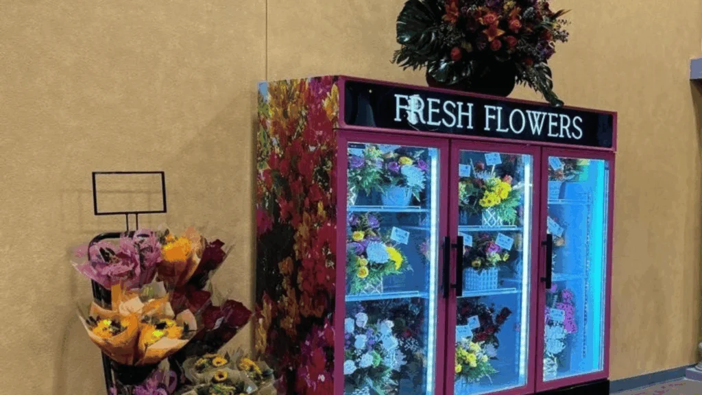 Fresh Flowers cooler with bouquets in the floral department at Del Sol in the Yuma Foothills, AZ