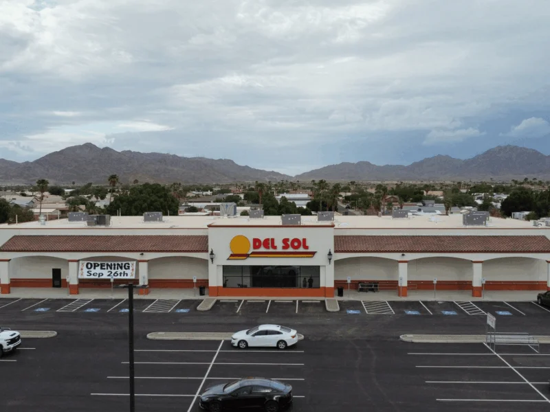 Del Sol grocery store in the Yuma Foothills, AZ with mountains in the background