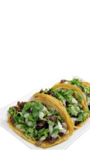 Carne asada tacos with onion and cilantro