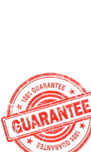 Red 100% Guarantee stamp representing Food Town's satisfaction guarantee on groceries and fresh foods