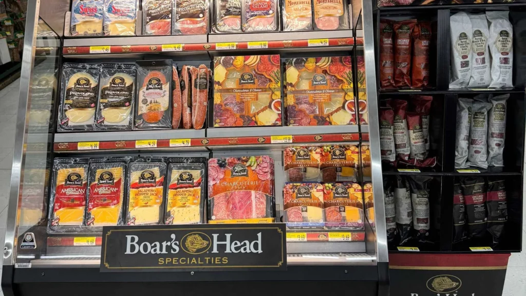 Refrigerated case of Boar's Head deli meats and cheeses