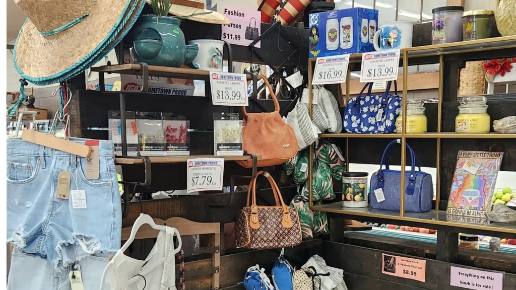 Purses, hats and gifts in general merchandise