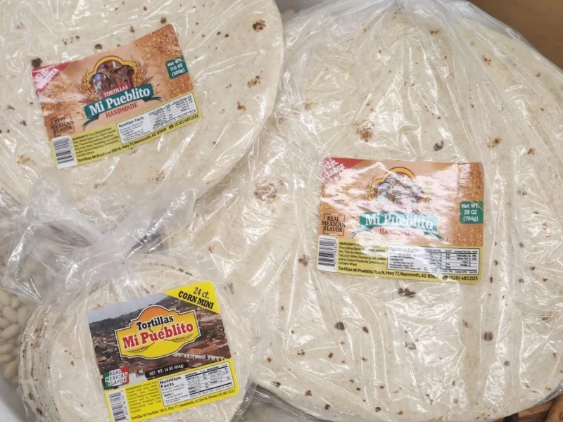 Packages of flour tortillas in the international foods aisle