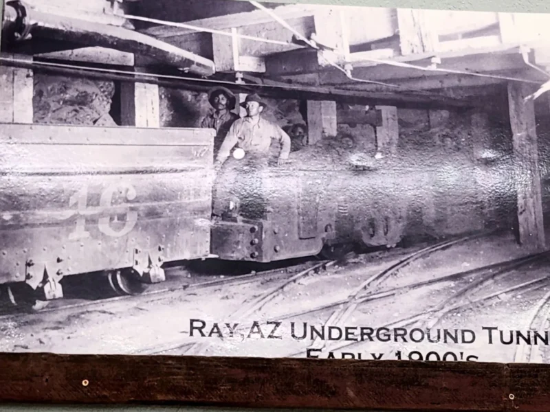 Historic photo of the Ray, Arizona underground mine tunnels, early 1900s
