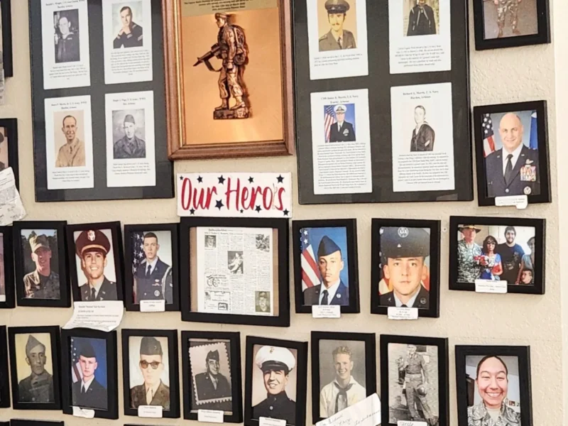 Our Heroes wall honoring local veterans and service members