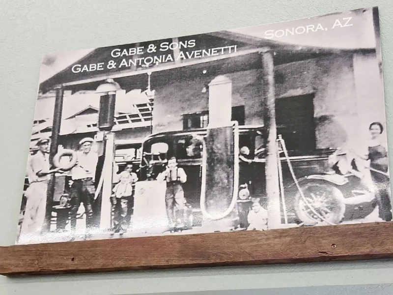 Historic photo of Gabe and Sons, Gabe and Antonia Avenetti's station in Sonora, Arizona