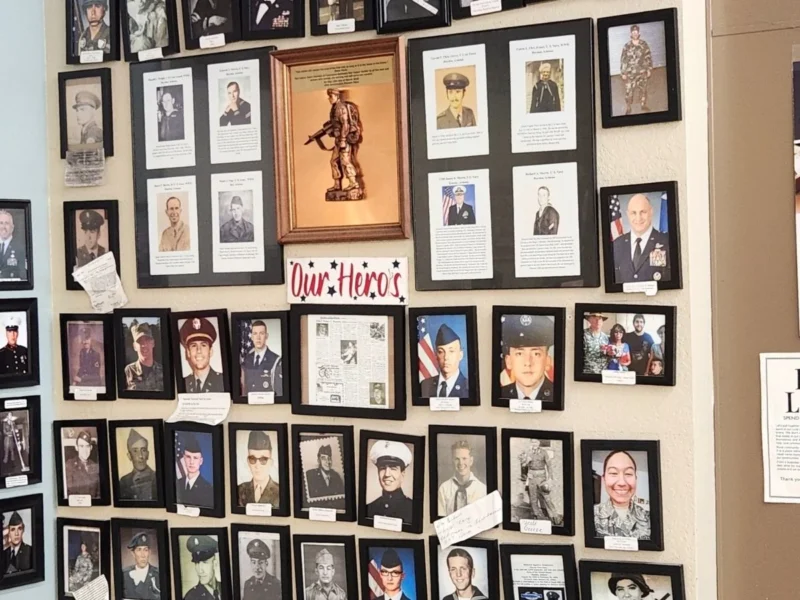 Our Heroes wall honoring local veterans and service members