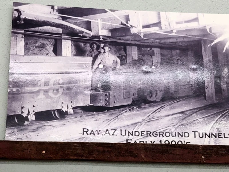 Historic photo of the Ray, Arizona underground mine tunnels, early 1900s