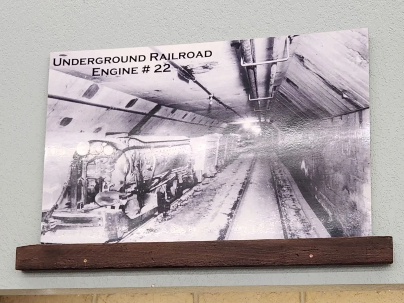 Historic photo of underground mine railroad Engine No. 22