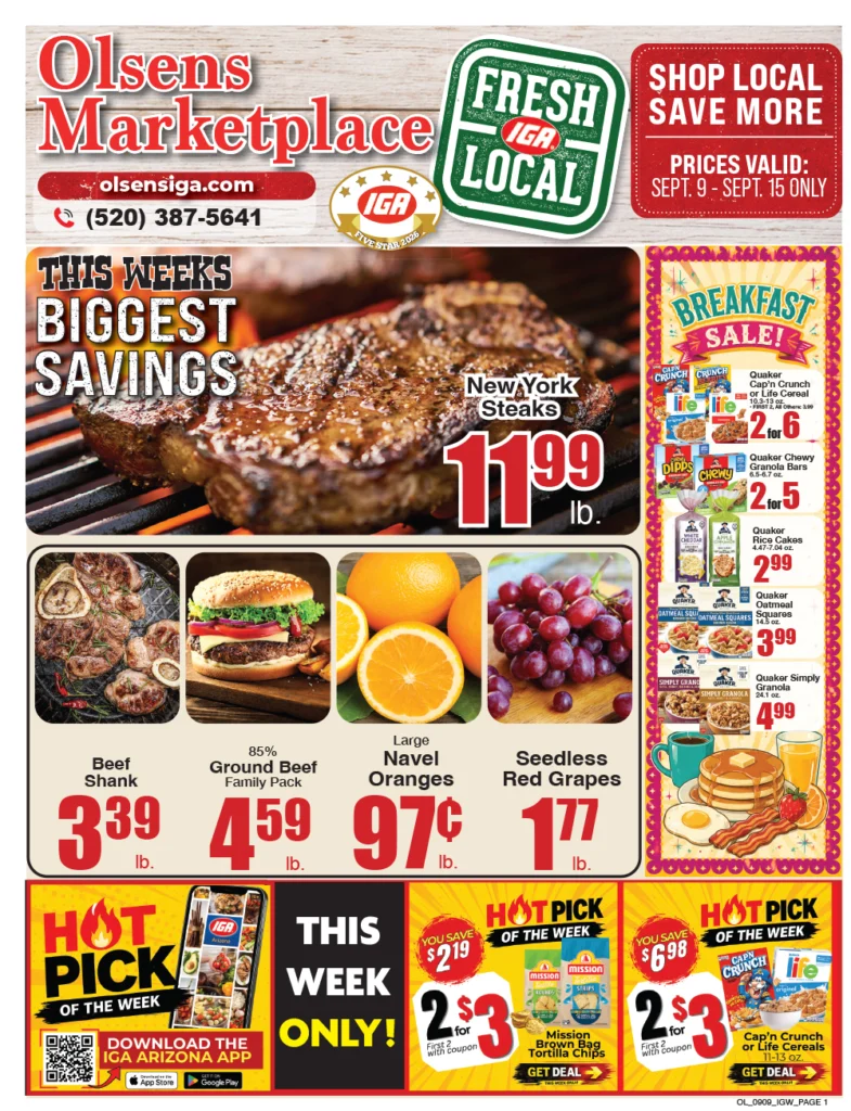 Olsens Marketplace weekly ad, page 1
