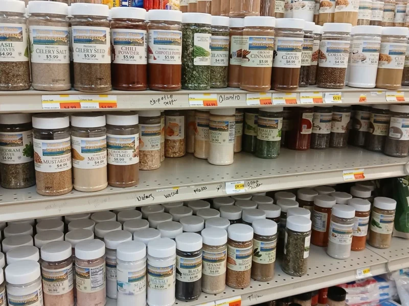 Shelves of spices and seasonings at Tonto Basin Market