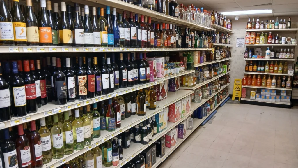 Wine and liquor aisle at Tonto Basin Market
