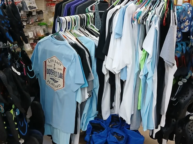 T-shirts and apparel on display at Tonto Basin Market