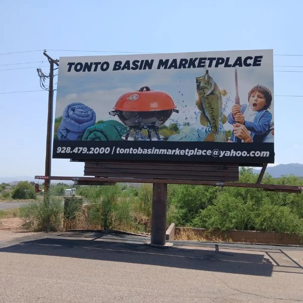 Tonto Basin Marketplace billboard along the highway