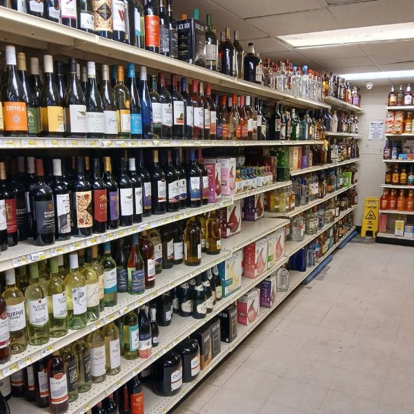 Wine and liquor aisle at Tonto Basin Market